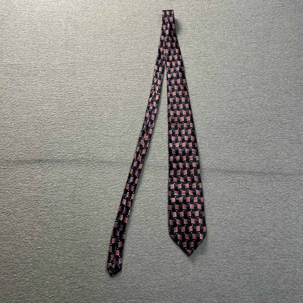American Traditions USA Flag Necktie Patriotic Red White Blue Made in USA Tie